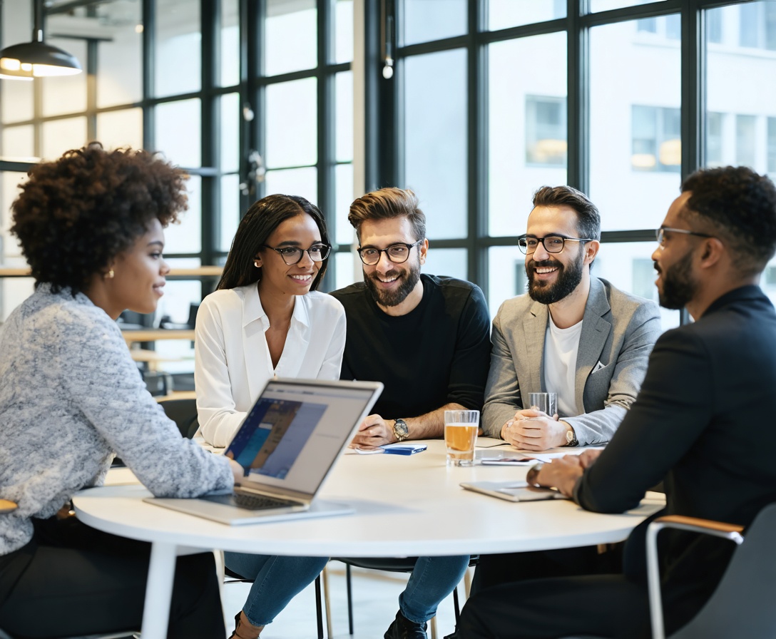 Team di professionisti italiani tech durante un meeting collaborativo a Milano